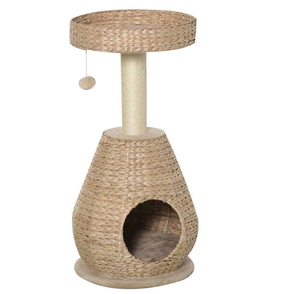 Albero tiragraffi per gatti con tana e giocattolo ¨C zephmum ¨C giallo 82.5 cm