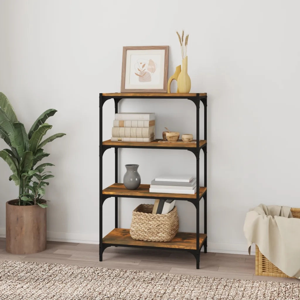 Libreria rovere fumo 60x33x100 cm Legno Multistrato e Acciaio 819329