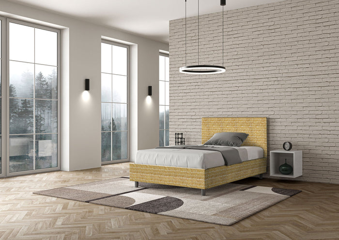 Letto 1 Piazza e Mezzo 120x210 cm con Rete e Contenitore Adele Aragona 3 Giallo
