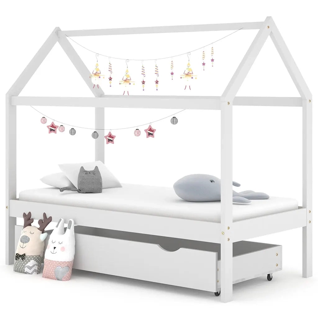 Giroletto per Bambini con Cassetto Bianco Legno Pino 80x160 cm 322140