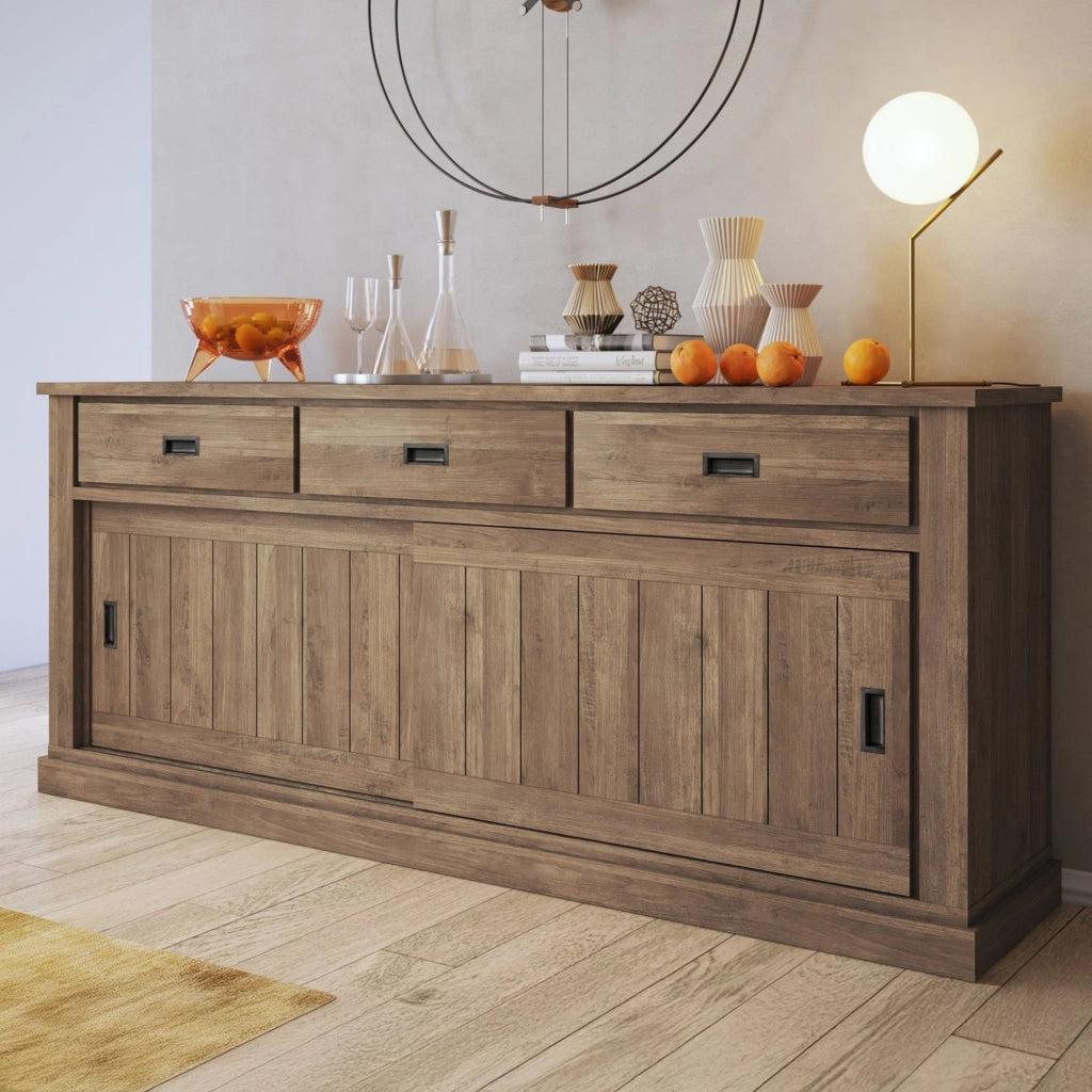 Madia Malonno, Credenza 2 Ripiani, 220x50x95h cm Marrone Noce