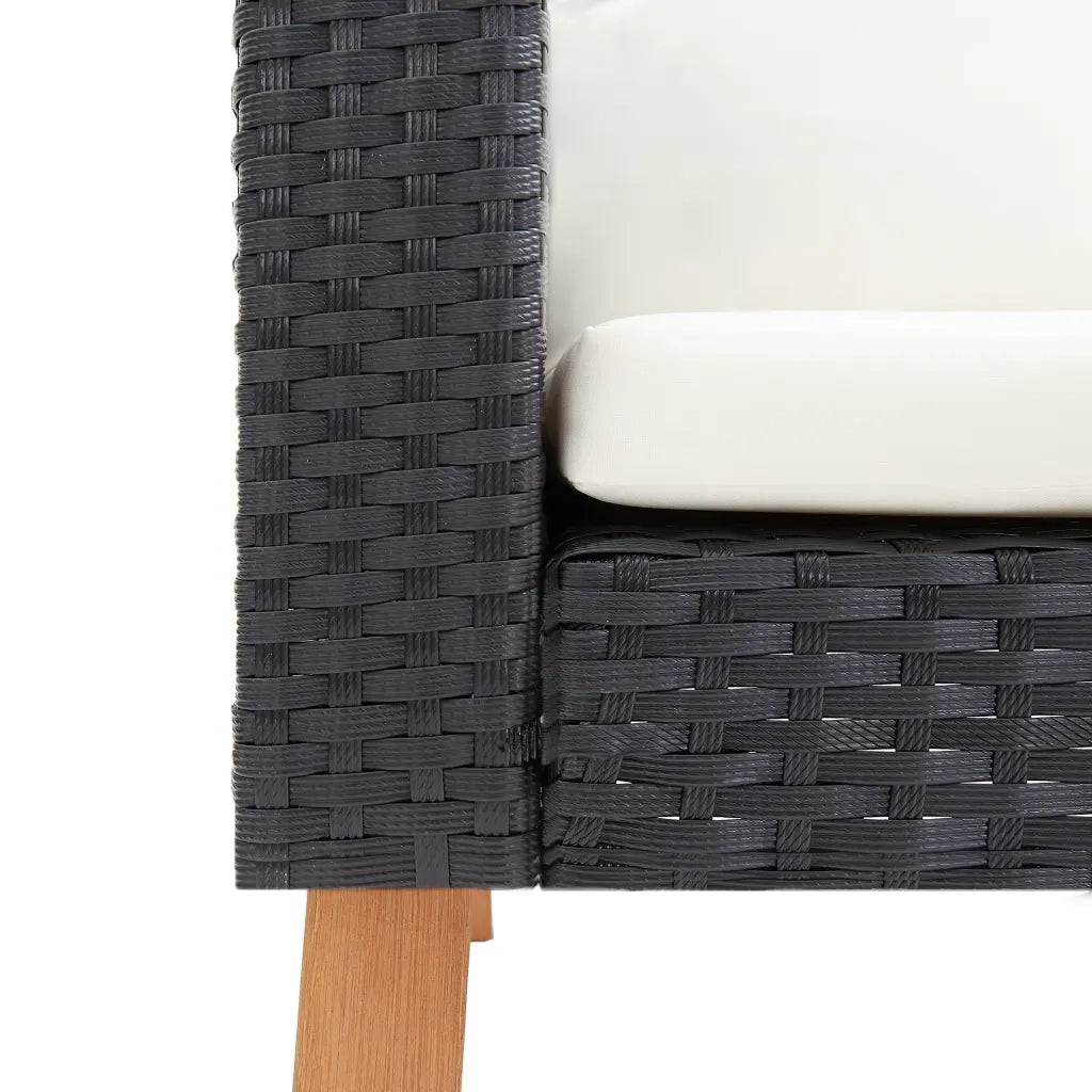 Set Divani da Giardino 4 pz con Cuscini in Polyrattan Nero cod mxl 41776