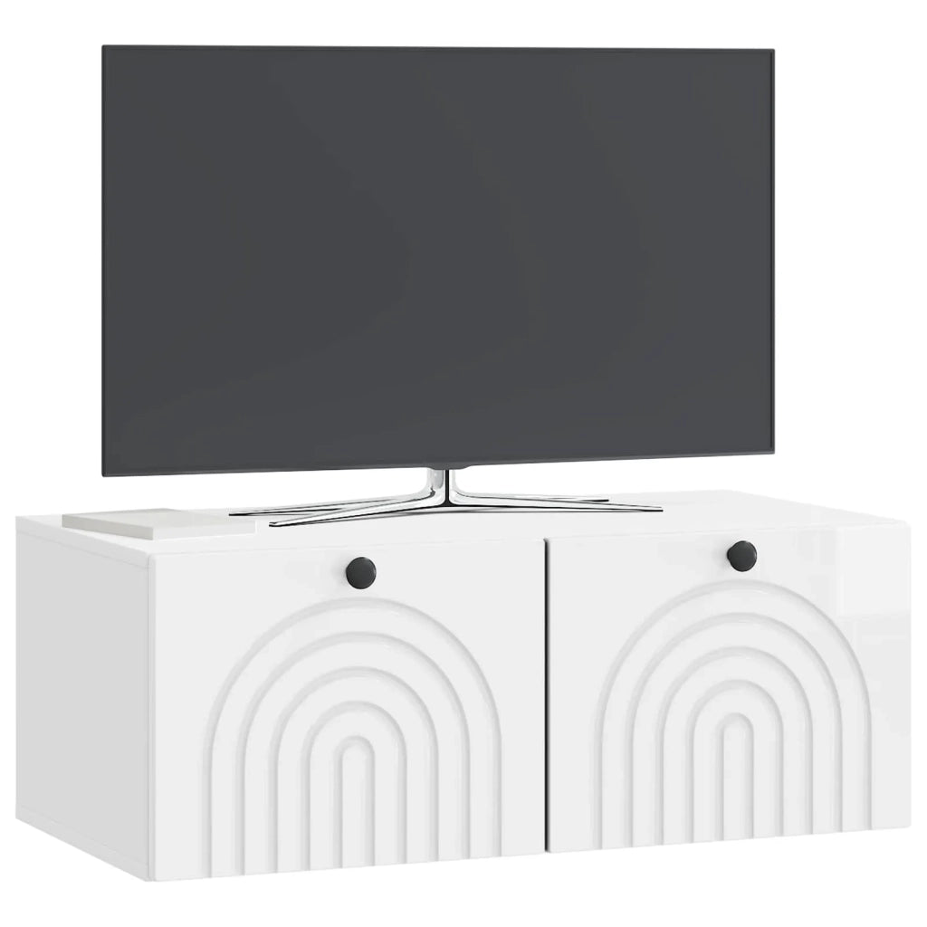 Mobile Porta TV da Muro Bianco Lucido 78,5 x 41 x 30 cm