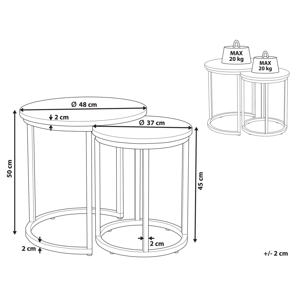 Set di 2 Tavolini Piano Effetto Cemento Scuro Struttura in Metallo
