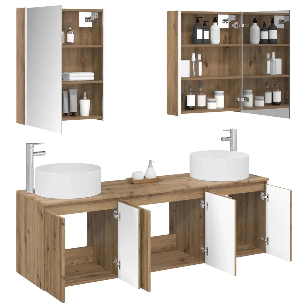 Set di Armadi da Bagno 5 pcs Rovere Artigianale 3406574