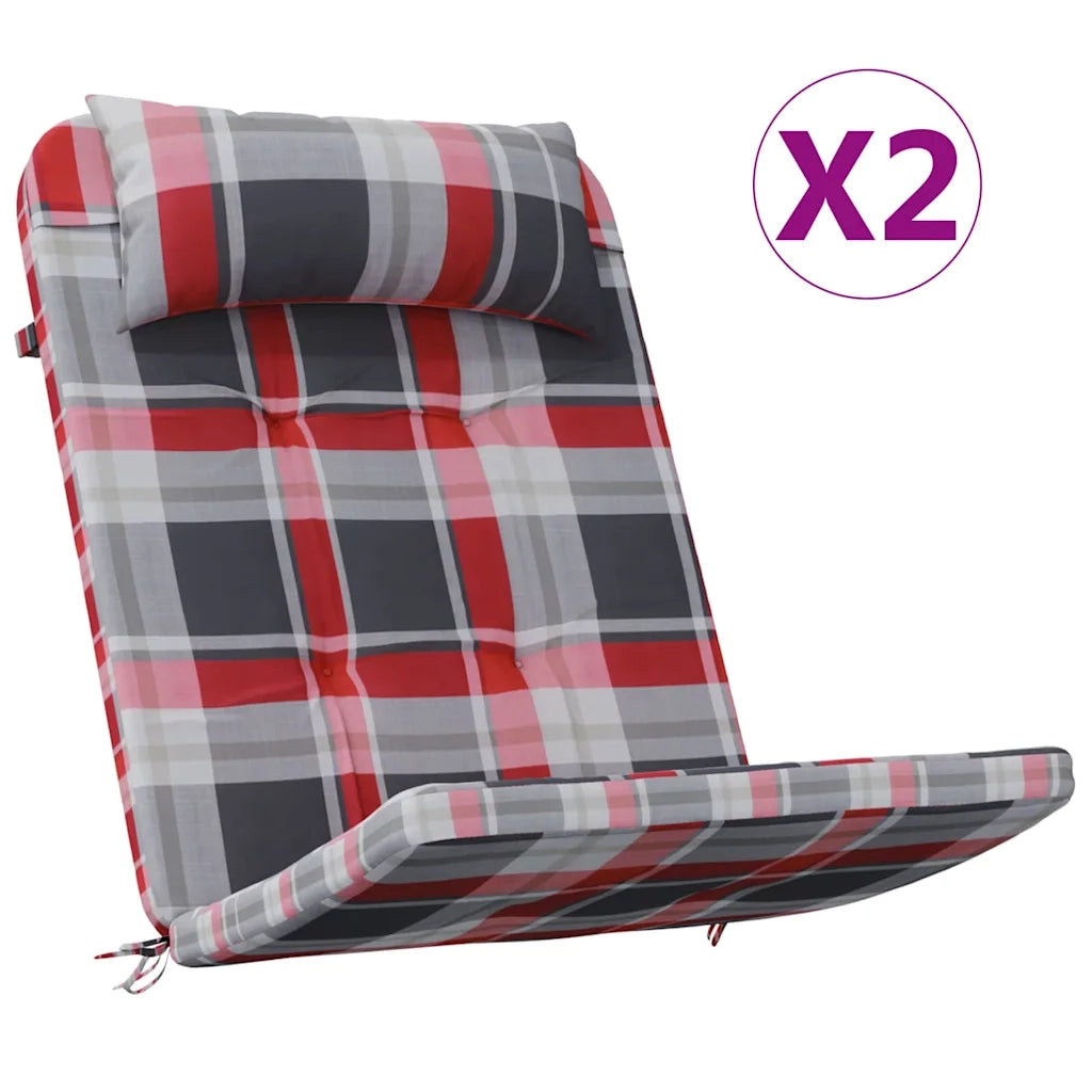 Cuscini per sedie a scacchi 2 pcs Quadro Rosso 58 x 77 x 4,5 cm 361843