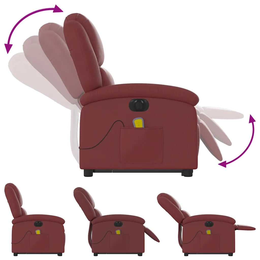 Poltrona Alzapersona Reclinabile Rosso Vino in Similpelle 3204251