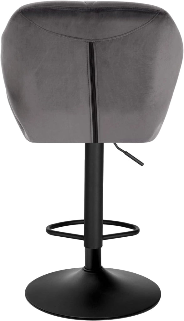 1X Sgabello da Bar con Schienale Sedia Imbottita Regolabile in Altezza Lift Gas Tessuto Velluto Grigio Scuro BH139dgr-1