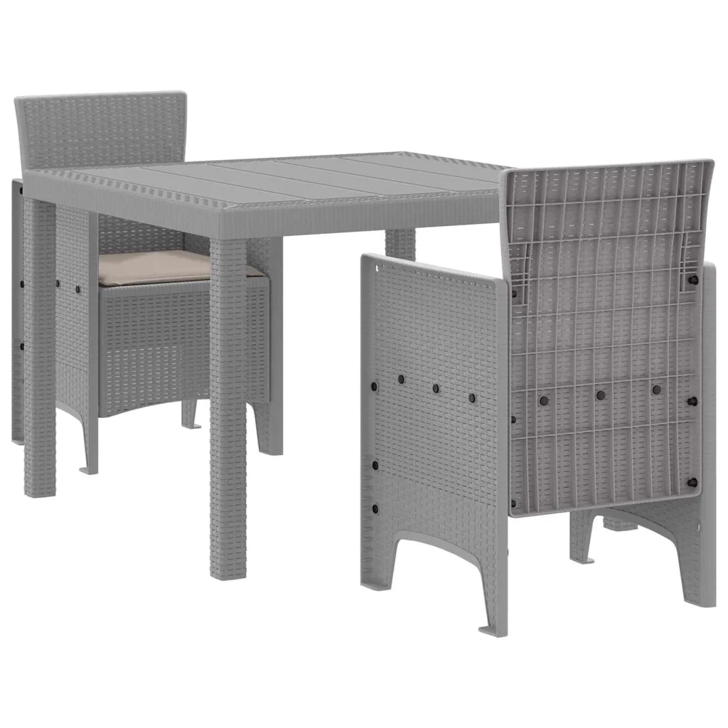 Set da Pranzo per Giardino 3 pcs Grigio chiaro Polipropilene