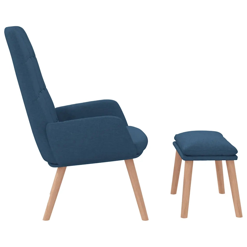 Divano Sedia-Poltrona Relax con Poggiapiedi Blu in Tessuto 211384