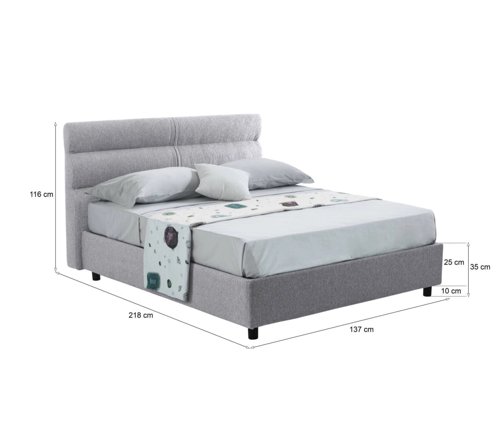 Brivio, Letto Piazza e Mezza Sfoderabile Made in Italy, Grigio