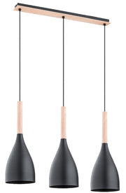 Lampada a sospensione Alfa Juice legno/nero 3xE27 60W