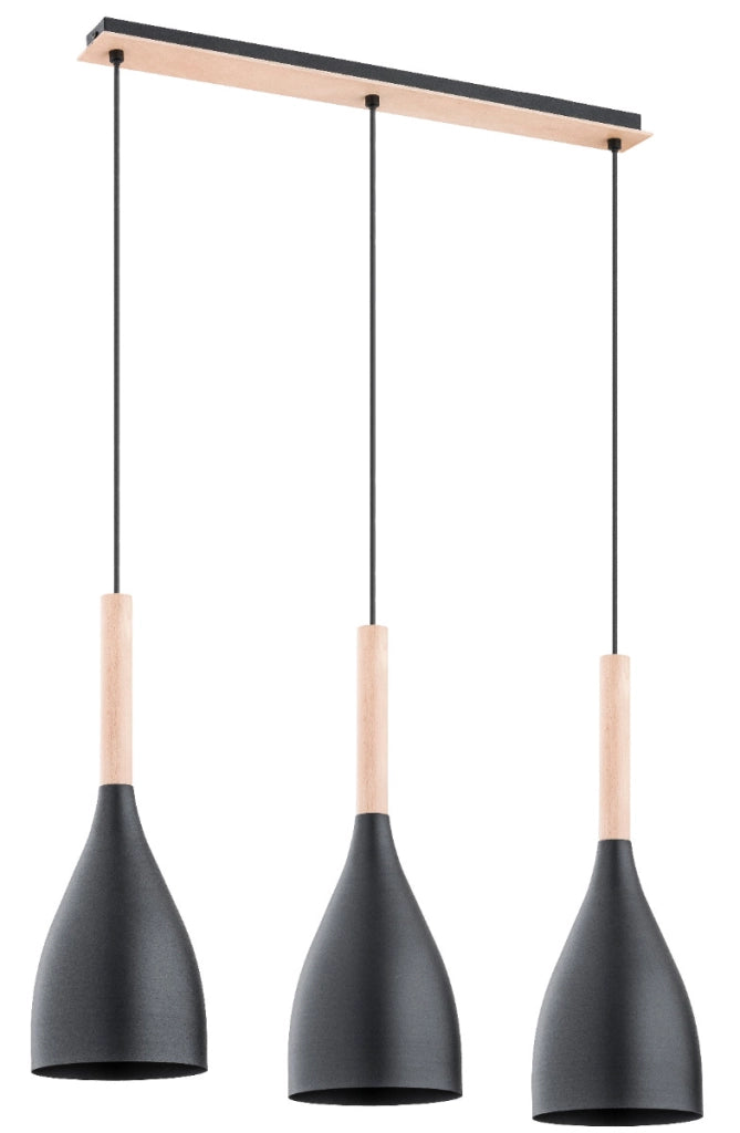 Lampada a sospensione Alfa Juice legno/nero 3xE27 60W