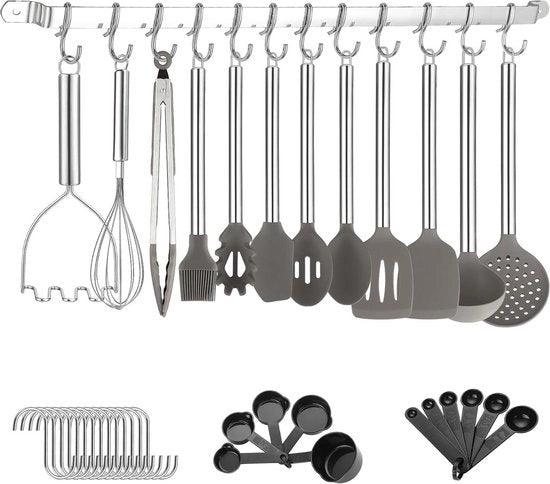 Set di accessori da cucina 38 pezzi con cucchiaio e ciotola - Accessori da cucina anti-adesivi - Resistenti al lavastoviglie