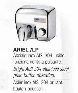 Asciugamani antivandalo in acciaio satinato e pulsante mod. ARIEL SP