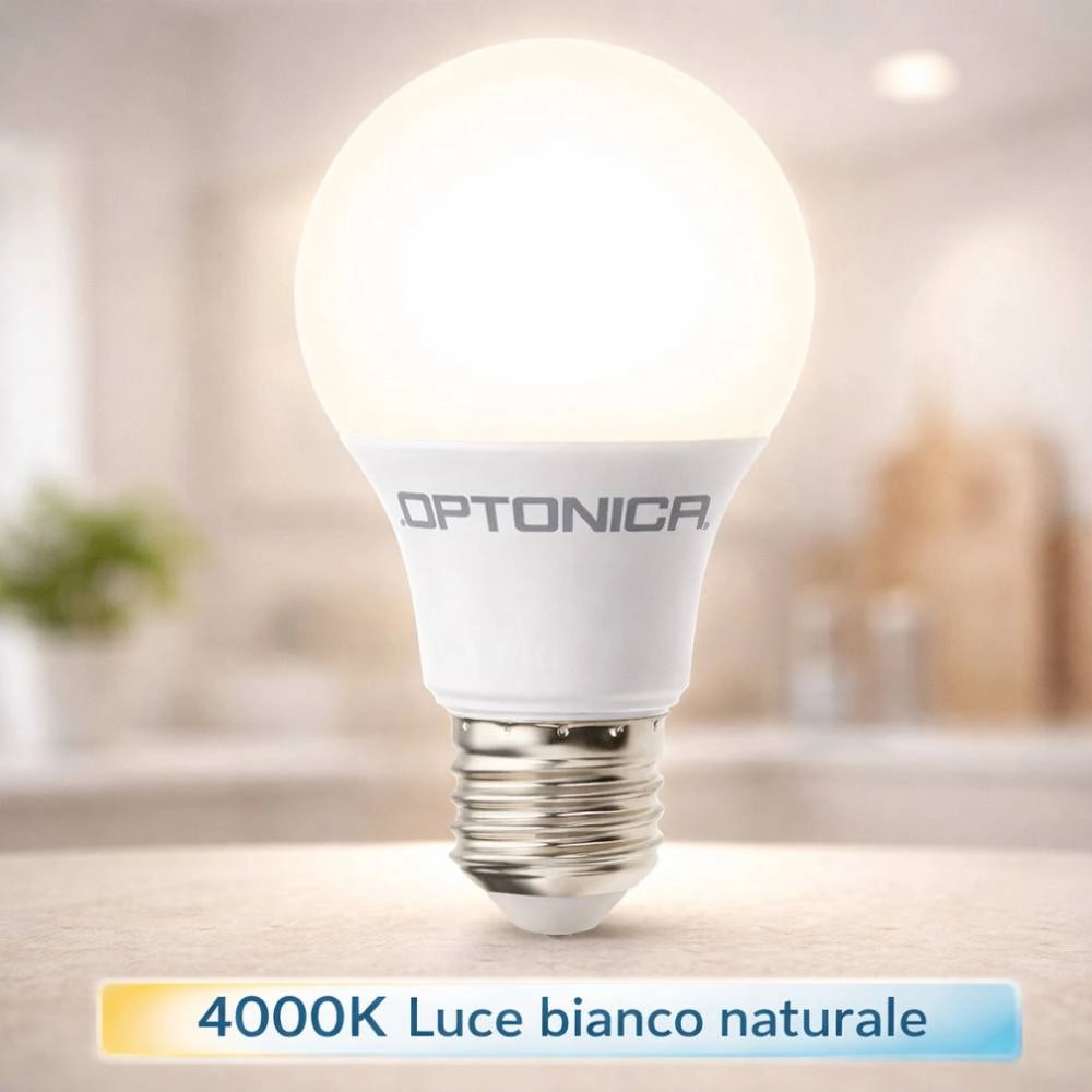 Lampadina led e27 a60 8,5 w alta efficienza 806 lumen *** temperatura colore lampada 4000k bianco naturale, confezione 1