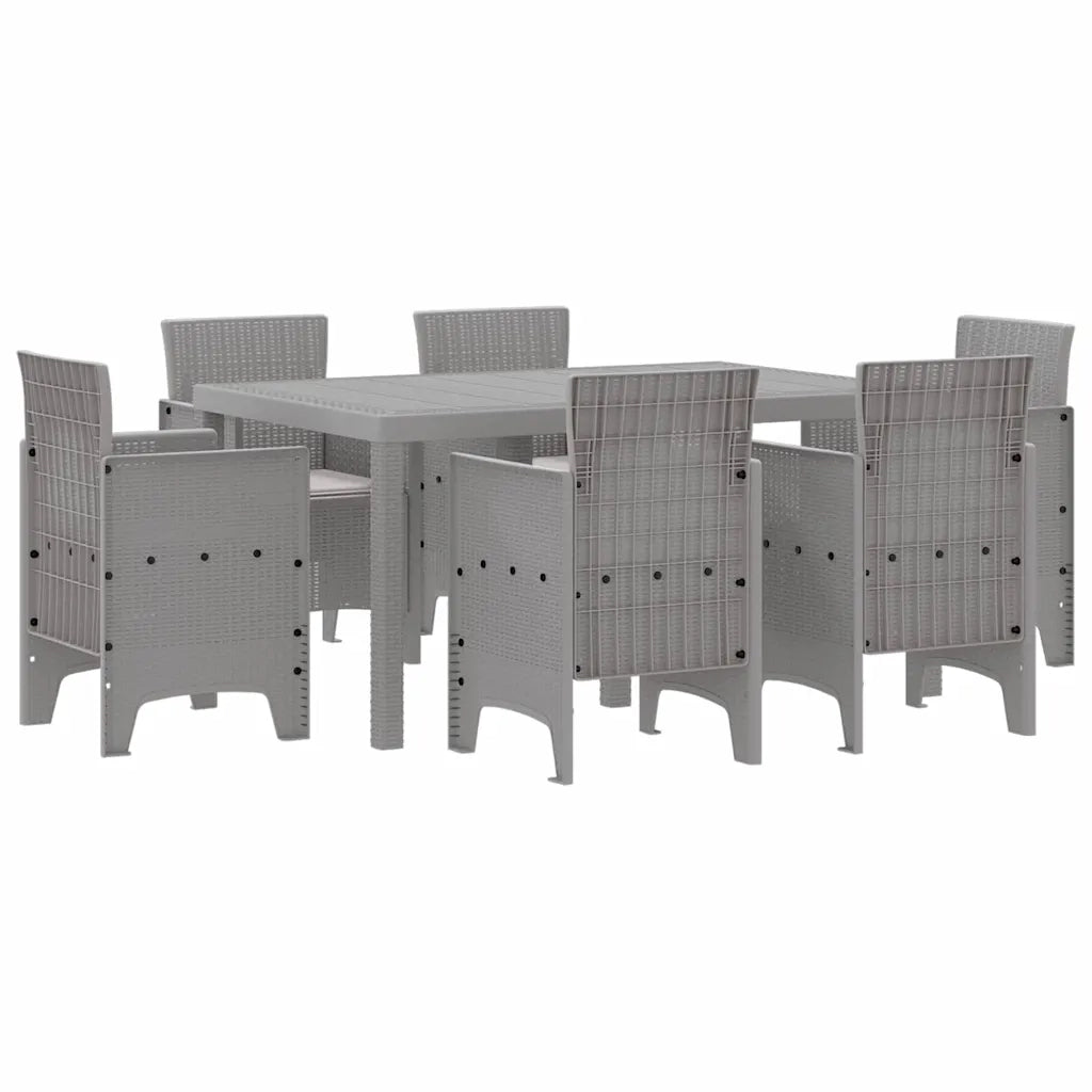 Set da Pranzo per Giardino 7 pcs Grigio chiaro Rattan Polt