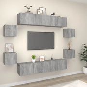 Set Mobili Porta TV 8pz Grigio Sonoma in Legno Multistrato 3114220