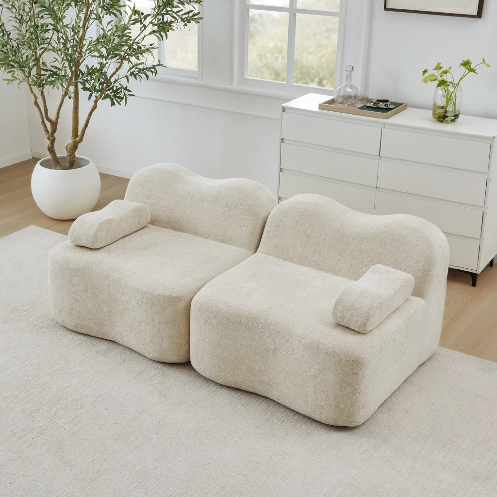 DIVANO MODULARE SENZA TELAIO Beige in velluto