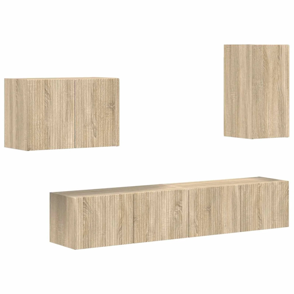 Set di Mobiletto da TV a Parete 4 pz-Credenza per TV sospesa Rovere Sonoma 318806