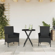 Set da Bistrò 3 pz con Cuscini Nero Polyrattan e Vetro 3278748