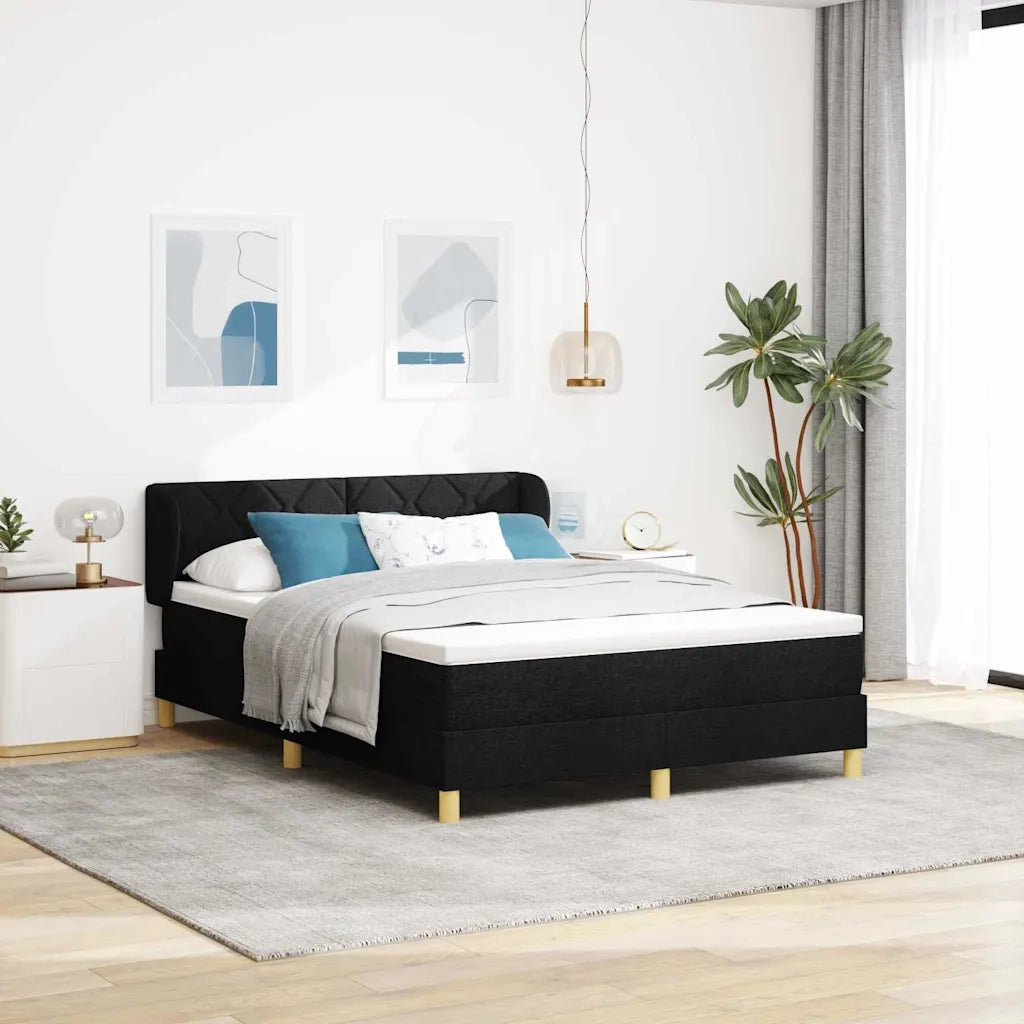 Letto a molle con materasso Nero 140 x 190 cm Tessuto 3340271