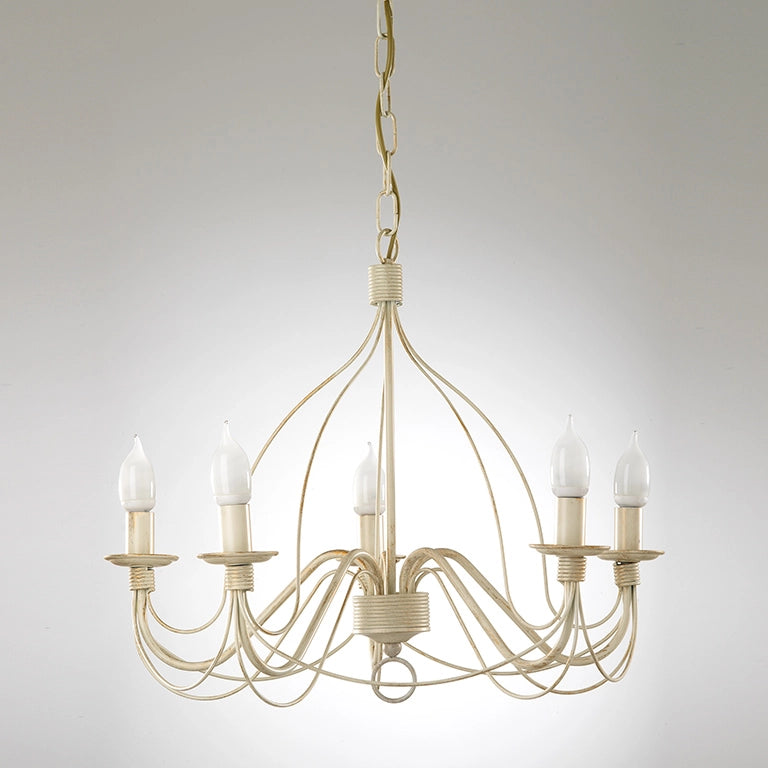 Lampadario 5 luci Fiamma Avorio