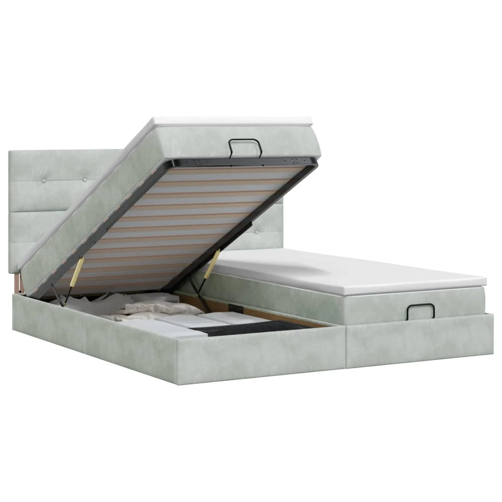 Letto ottomano con materasso 2 pz Grigio Chiaro Velluto 3457920