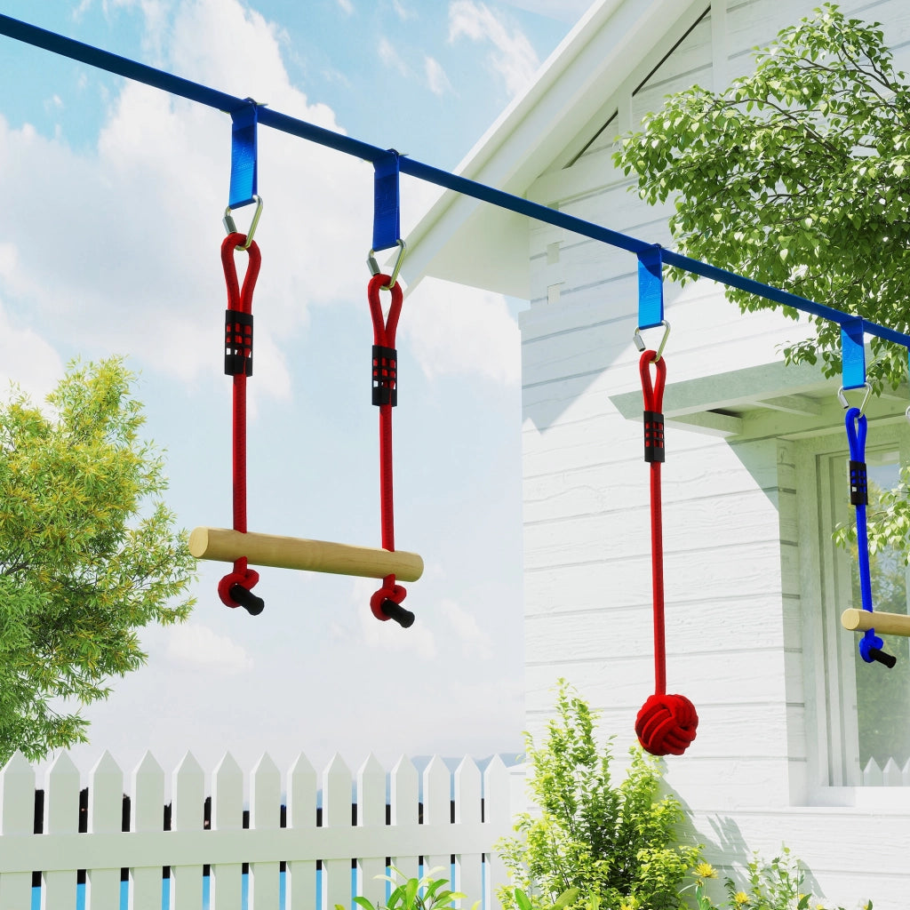 Percorso Ninja per Bambini ¨C zephmum ¨C Blu con Slackline 10m e 10 Accessori