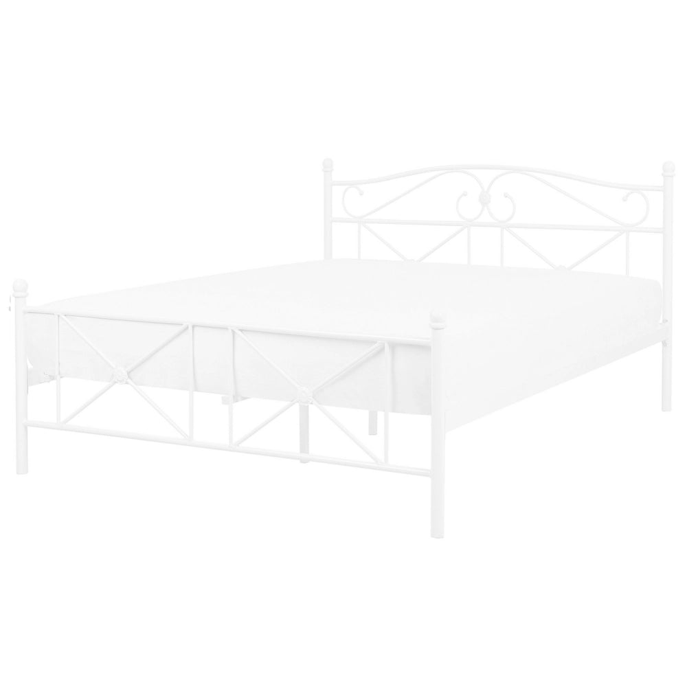 Letto matrimoniale 140 cm 6 Rete a doghe con struttura in metallo bianco retrò