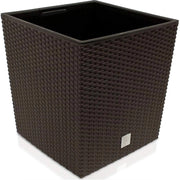 Deuba® Vaso da Fiori per Interno Esterno Fioriera Piante con Maniglie Effetto Rattan 35L Marrone