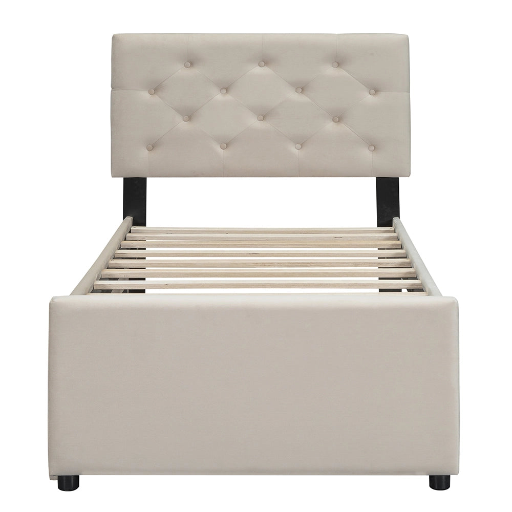Letto singolo con testiera - Xylo - 90x200 cm - Beige - Senza materasso