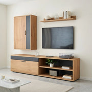 Cassettiera TV Rovere e Nero in truciolare 140 cm