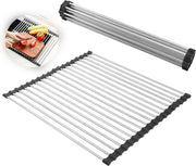 Afdruiprek in acciaio inossidabile pieghevole e rimovibile 43 x 35 cm per piatti, tazze, verdure e frutta - afdripare per cucina e gootsteen
