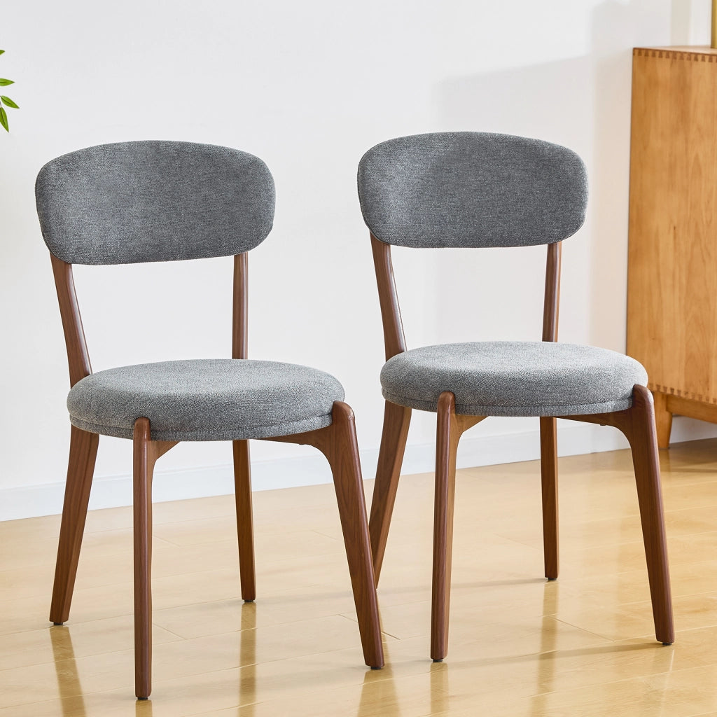 Set 2 Sedie da Pranzo in Tessuto di Lino Imbottite ¨C MINIMAL ¨C Stile Moderno, Grigio