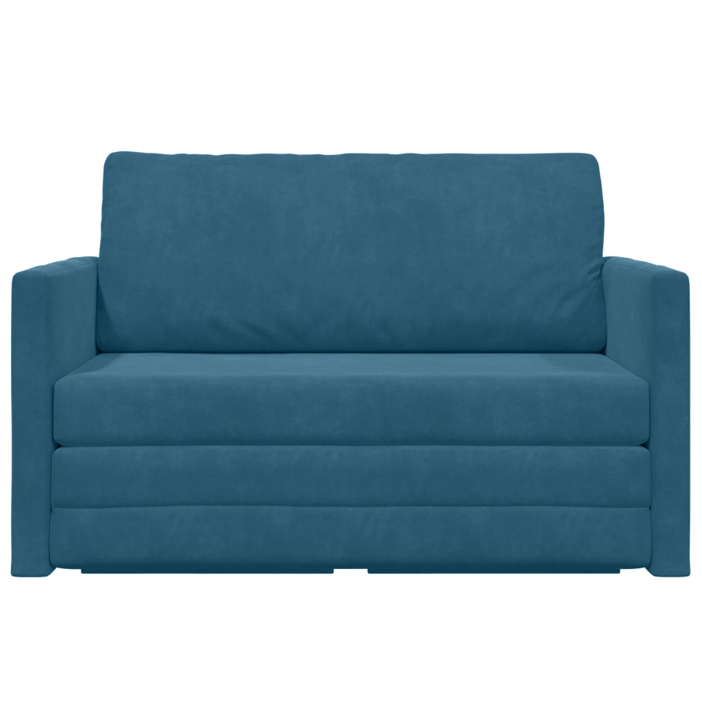 Divano da Pavimento Letto 2-in-1 Blu 124x204x61 cm Velluto