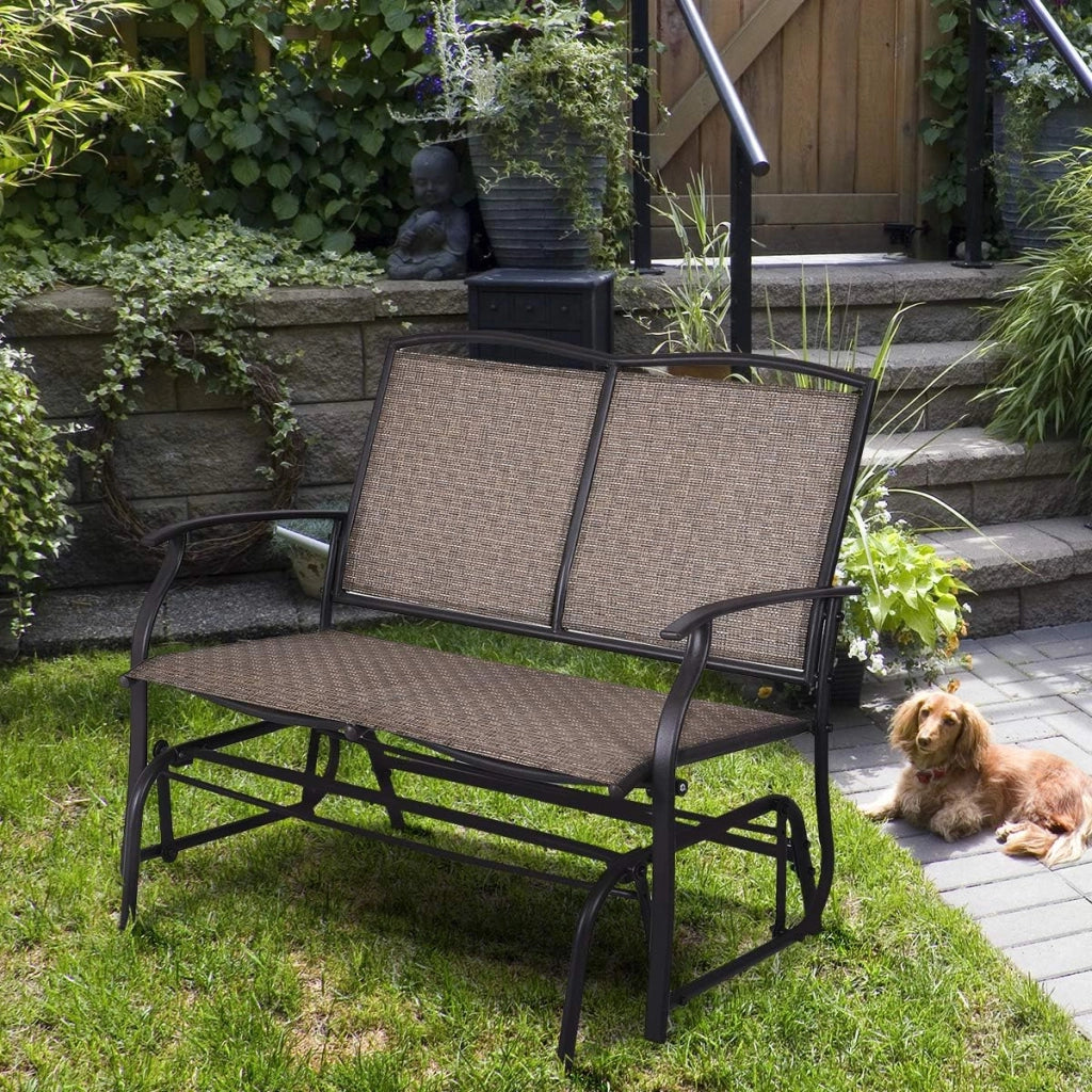 Giantex OP3100 - Panca aliante per patio, colore: marrone, 104 x 71 x 94 cm (lunghezza x larghezza x altezza)