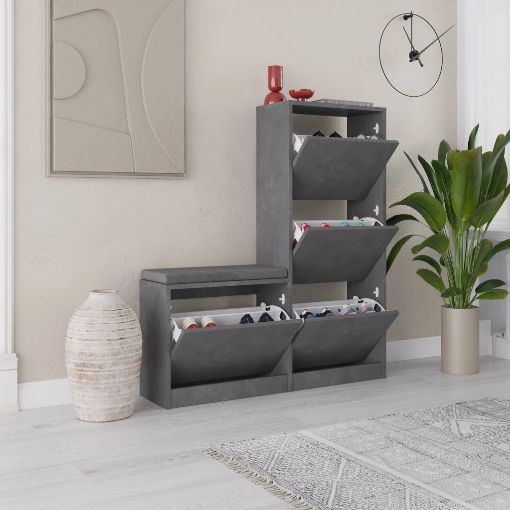 Scarpiera in legno "Dude" - 105 x 26 x 118 cm - Grigio