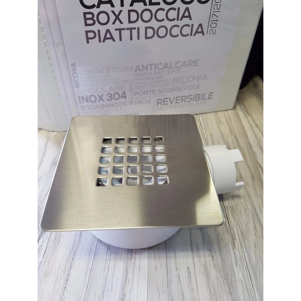 Piatto doccia in marmo resina grigio chiaro pietra cemento plus, misura 70x80