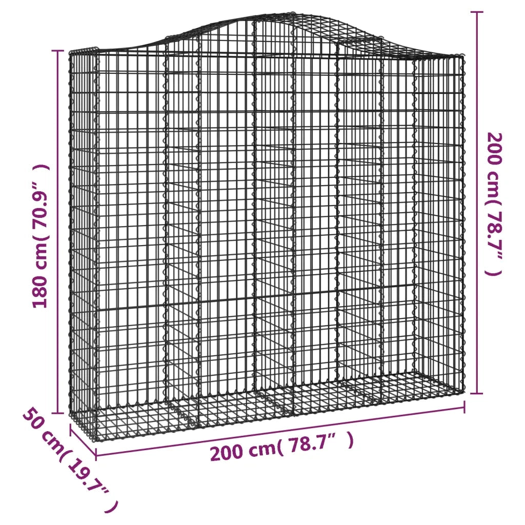 Cesto Gabbione ad Arco 200x50x180/200 cm Ferro Zincato 153399
