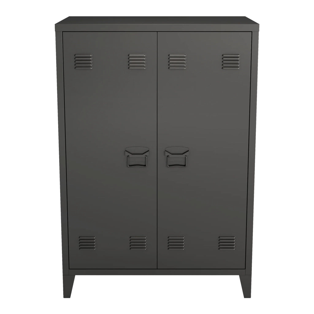 Armadietto per ufficio mobiletto portaoggetti per ufficio officina camera da letto mobiletto per ufficio in metallo con 2 ante 110 x 75 x 33 cm nero opaco 03_0006335