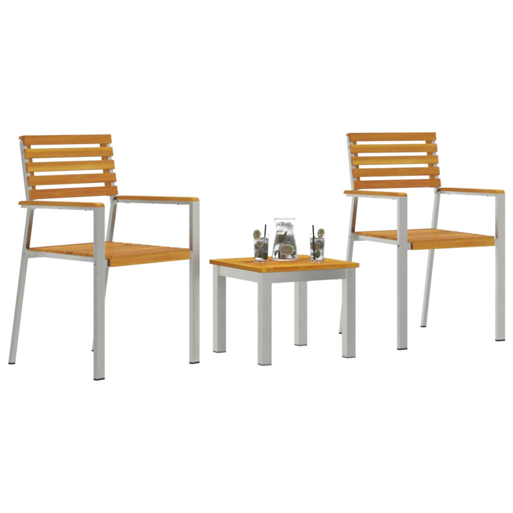 Set da Pranzo per Giardino  3 Pezzi Legno Massello di Acacia