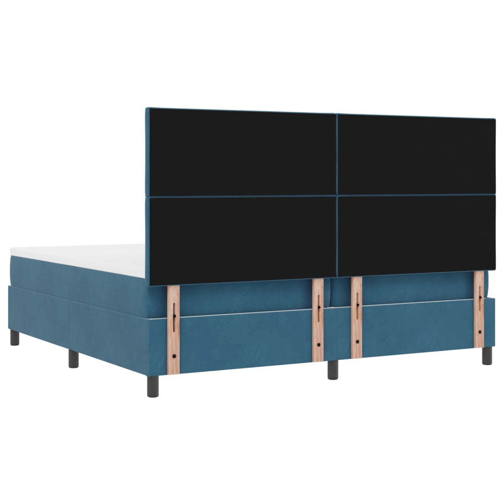 Letto con Box a Molle e Materasso & LED Blu Scuro 200x200 cm Velluto