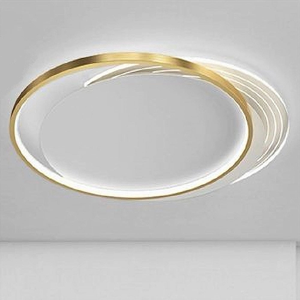 Trade Shop - Plafoniera Led 30watt Cerchio Oro Lampadario Da Soffitto Tondo Luce Fredda 70722 -