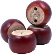 Set di M-poten in legno rosso-bruno, da 4, diametro 7 cm, altezza 5 cm