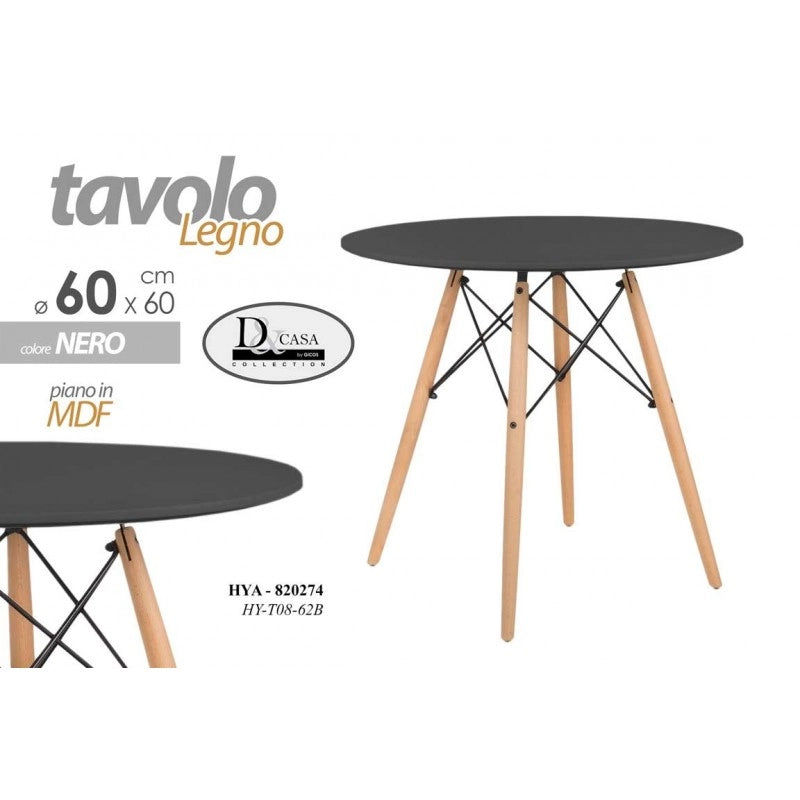 Tavolo tondo moderno urban industrial nero cm 60