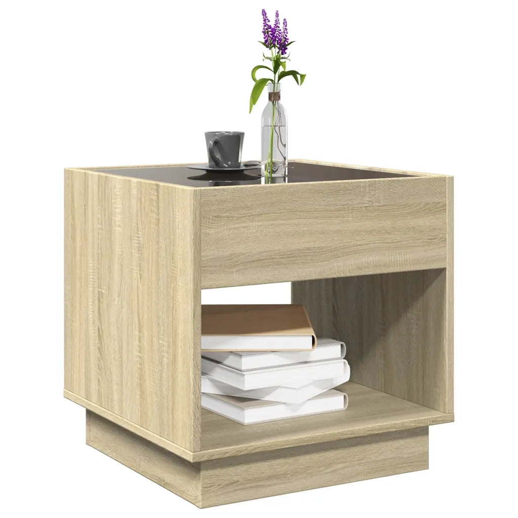 Tavolino da Salotto con LED Infinity Rovere Sonoma 50x50x50 cm 847653