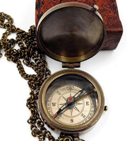 Compasso nautico antico - cassetta in ottone gravaio - stile steampunk