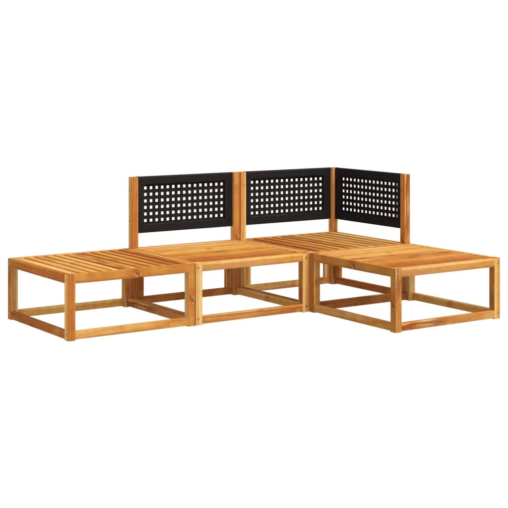 Set di divani da giardino 4 pz | Set Salotto da Giardino con cuscini in legno di acacia e rattan
