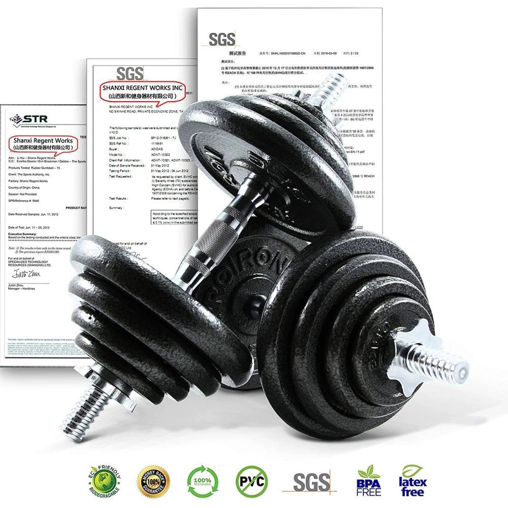 Trade Shop - Set Di Manubri Regolabili Dumbbell Bilanciere 30 Kg Tot Regolabile Body Building -